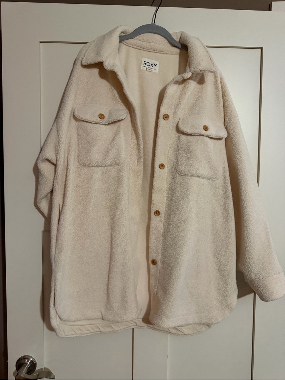 Roxy Cream Sherpa Shacket with Button Front